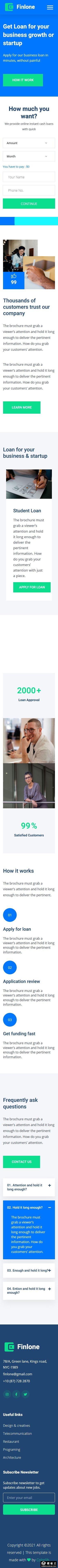 商业金融贷款服务响应式网页模板-手机预览