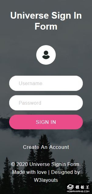 万象登录表单响应式网页模板-手机预览