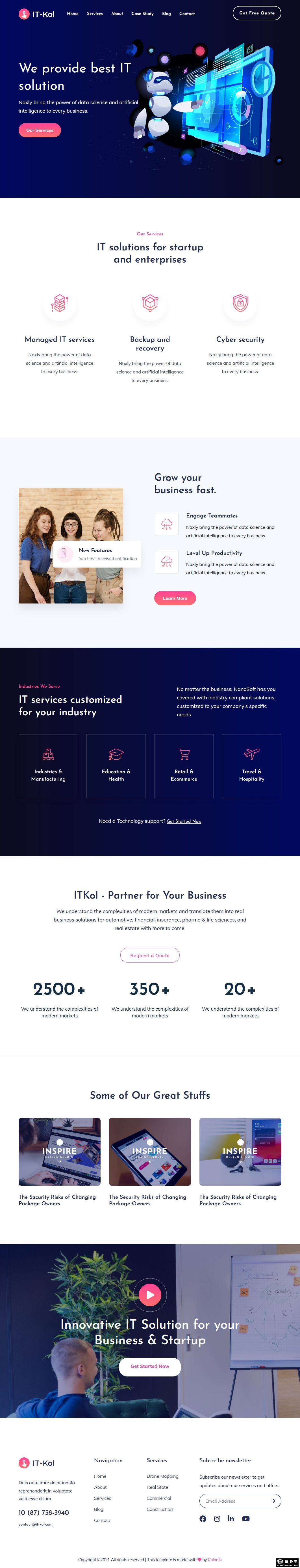 IT技术业务代理响应式网页模板-PC预览