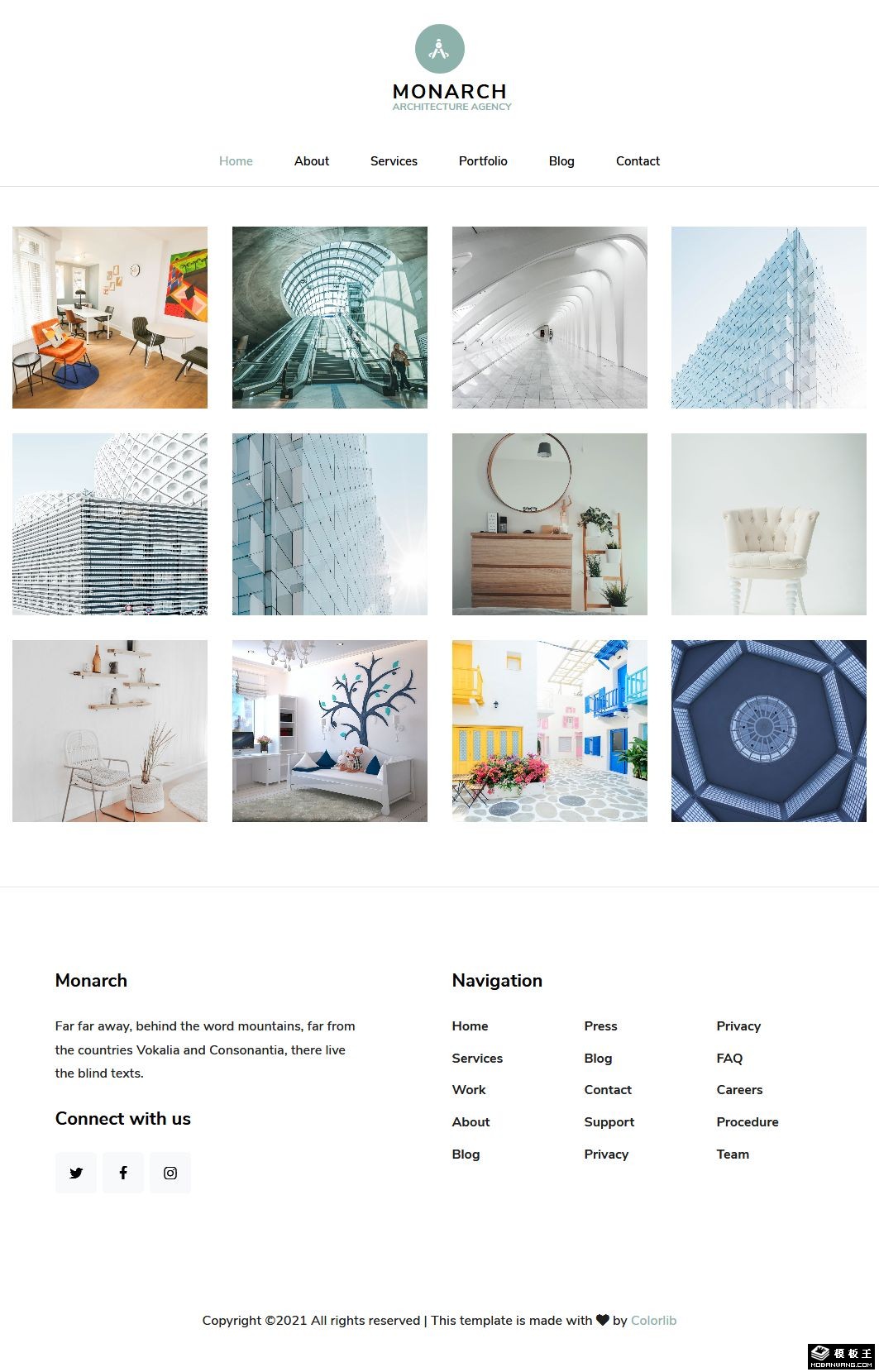 世界建筑设计展示响应式网页模板-PC预览