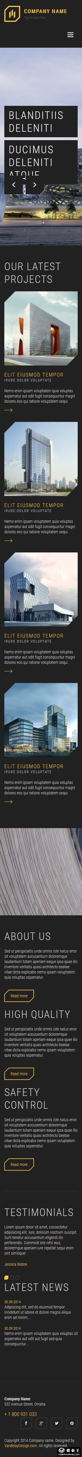 现代建筑设计公司响应式网页模板-手机预览