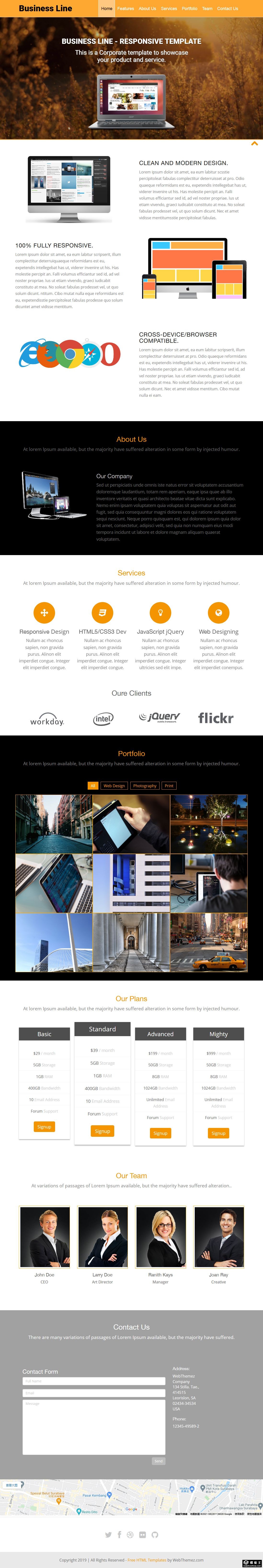 企业业务展示动态响应式网页模板-PC预览