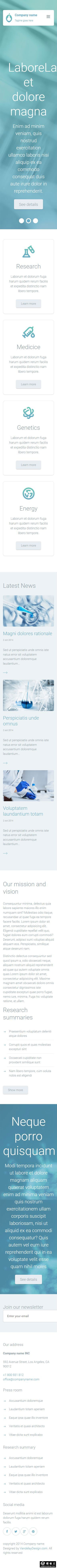 科学实验室项目展示响应式网页模板-手机预览