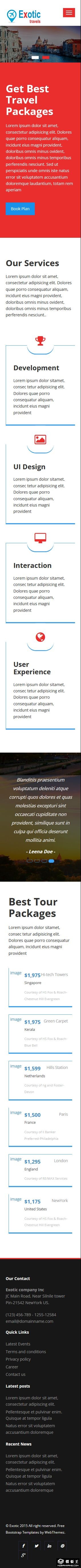 异国风情旅行服务响应式网页模板-手机预览