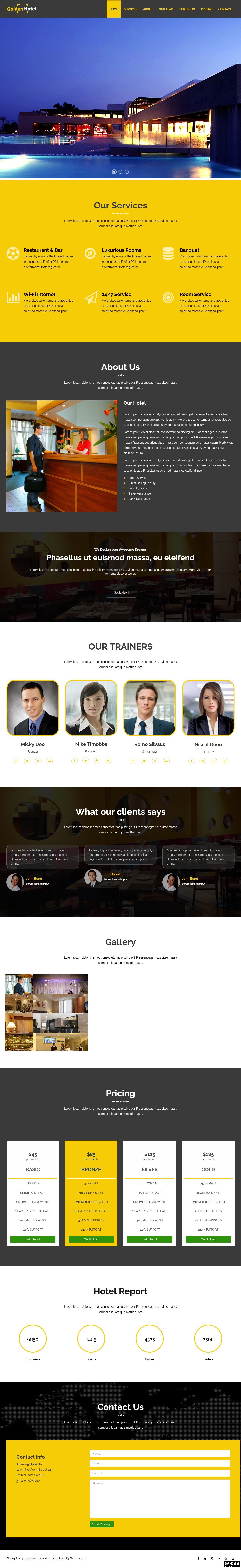 现代黄金酒店响应式网页模板-PC预览