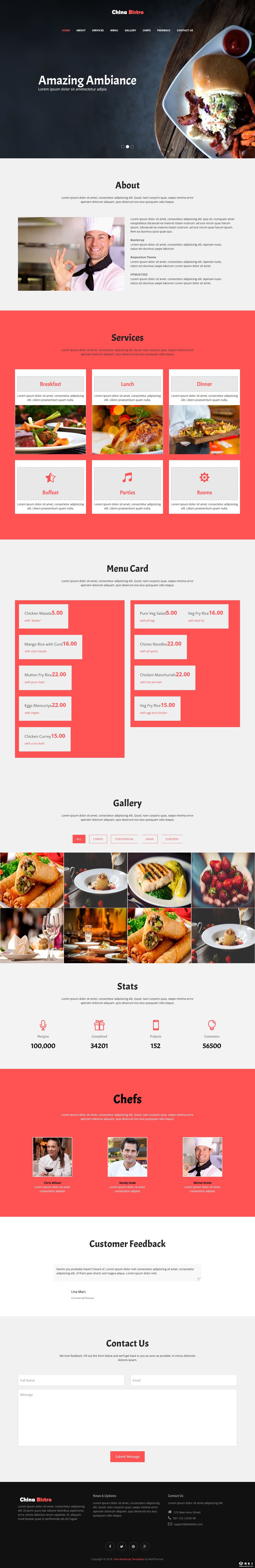中华料理餐厅响应式网页模板-PC预览