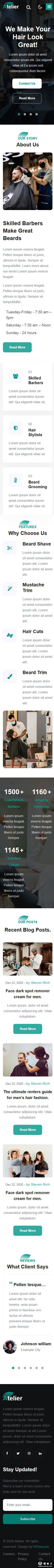 个性发型设计工作室响应式网页模板-手机预览