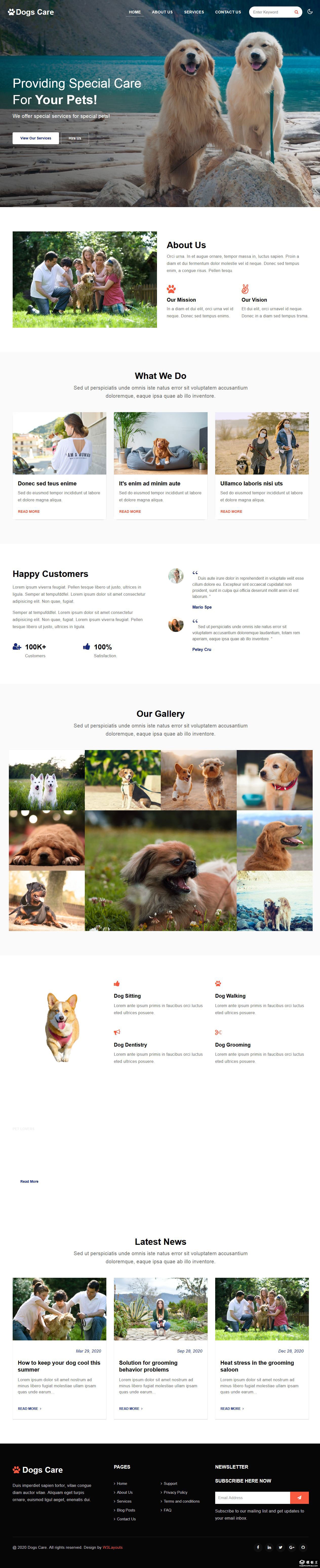 犬类养护中心响应式网页模板-PC预览