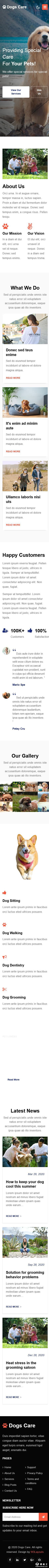 犬类养护中心响应式网页模板-手机预览