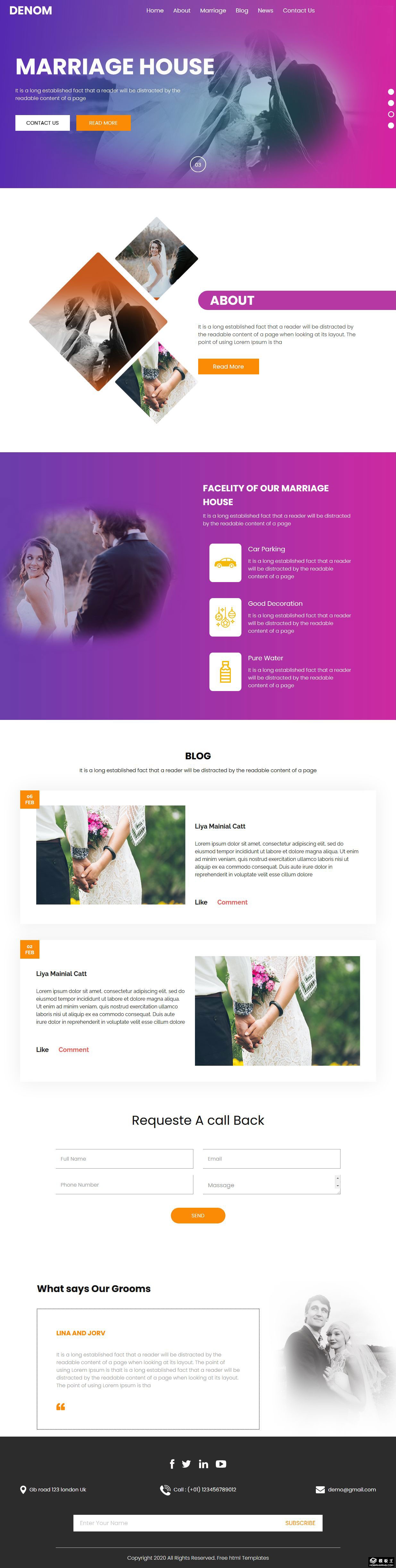 幸福美满婚礼响应式网页模板-PC预览