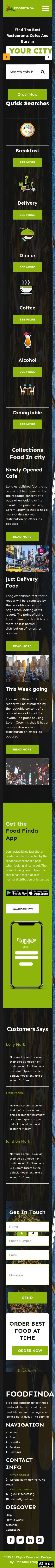 美食探寻APP在线响应式网页模板-手机预览