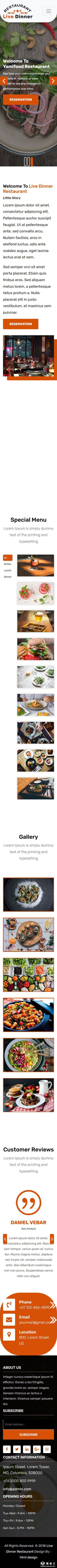 料理餐厅展示响应式网页模板-手机预览