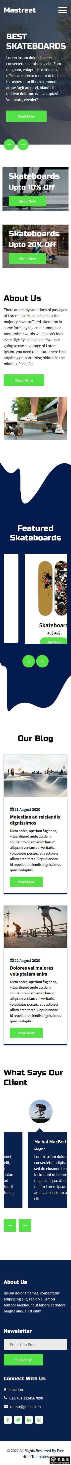 滑板产品销售活动响应式网页模板-手机预览