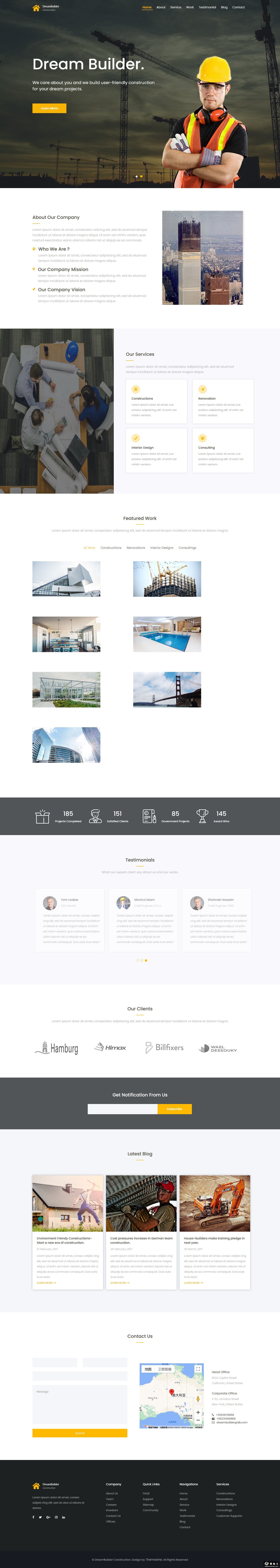 建筑公司主营项目网页模板-PC预览