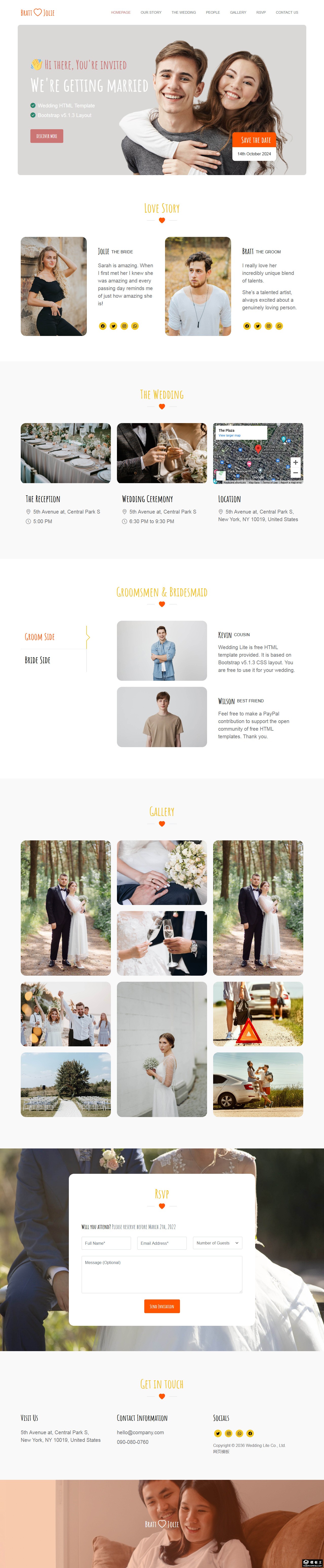 清新爱情婚礼网页模板-PC预览