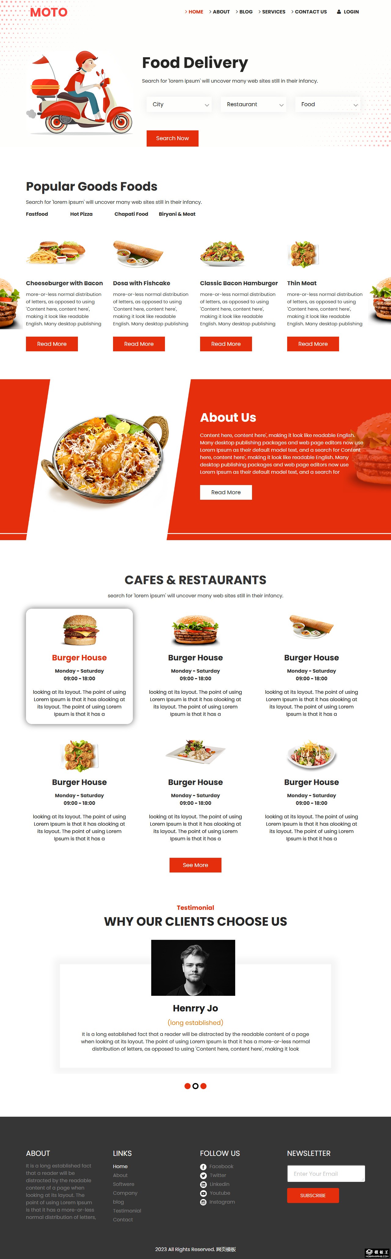 在线订餐业务网页模板-PC预览