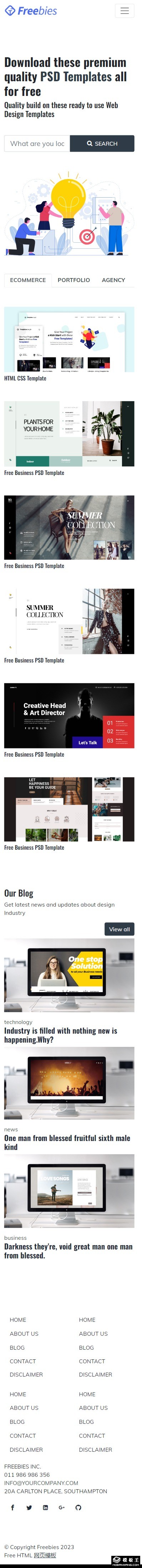 商务创意博客网站模板-手机预览