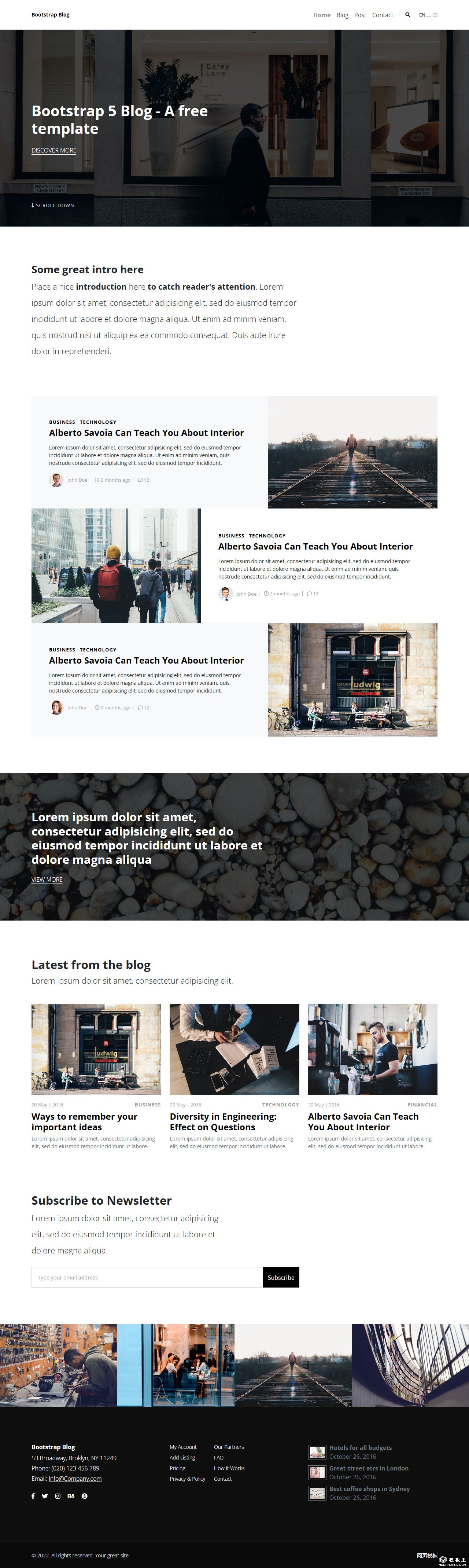 简约个性BLOG网站模板-PC预览