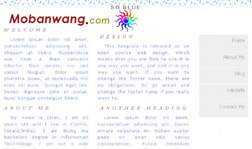 蔚蓝简单个人网页模板
