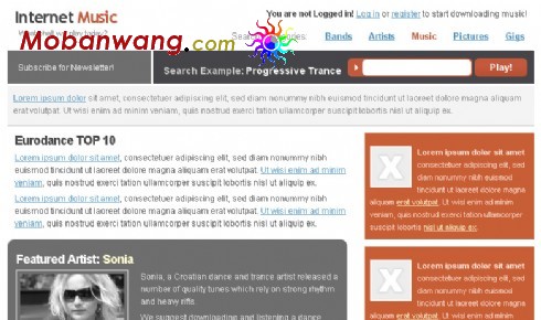 网络音乐信息网页模板