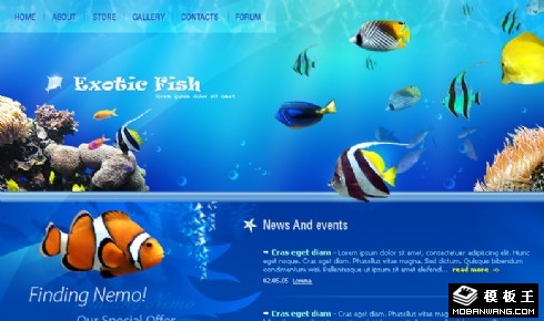 蓝色水族馆网页模板