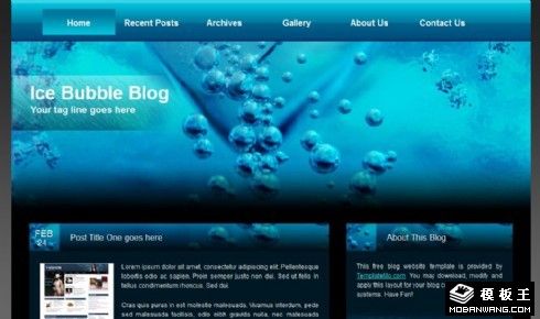 深蓝冰泡BLOG网页模板